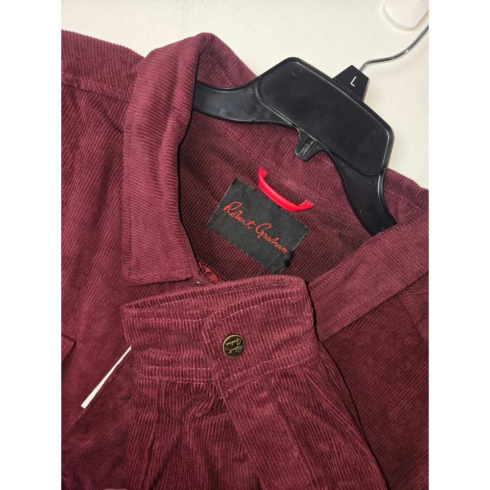 Robert Graham Mens Burgundy Corduroy Quilted Lined Jacket 2XL
